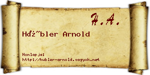 Hübler Arnold névjegykártya