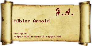 Hübler Arnold névjegykártya